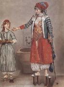 Jean-Etienne Liotard Dame franque vetue a la turque et sa servante (mk32) oil painting